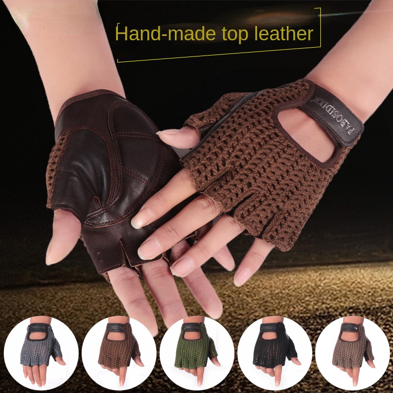Leather Driving Glove - Guanti Unisex Estivi a Mezze Dita